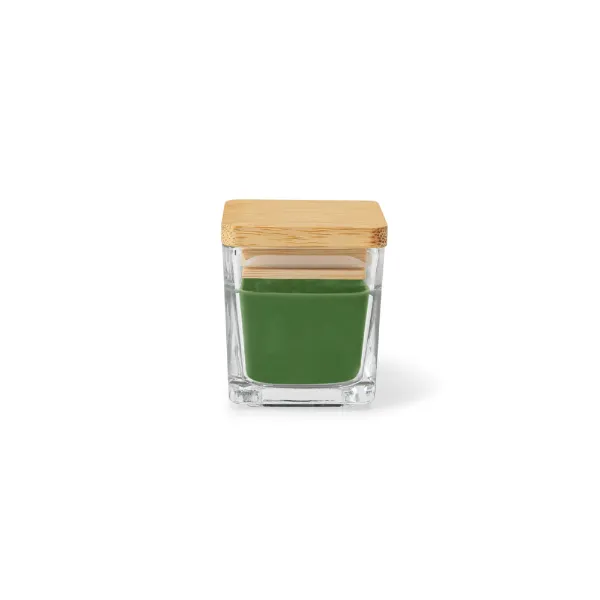 Vela aromática personalizada de 50 g em copo de vidro com tampa em bambu