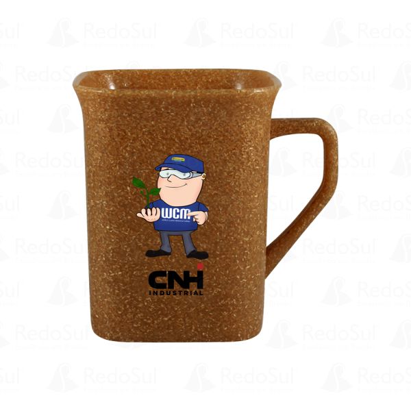 RD 8121599 -Caneca Ecológica Quadrada  Personalizada de Fibra de Madeira 250 ml