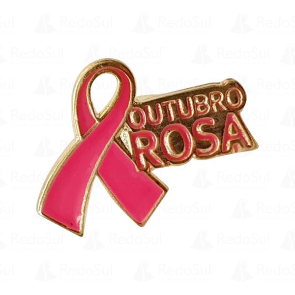 Boton em Metal Recortado Outubro Rosa