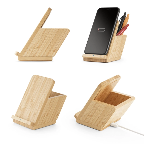 Carregador wireless em bambu personalizado
