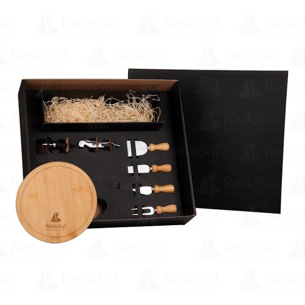Kit Queijo e Vinho personalizado com 7 peças