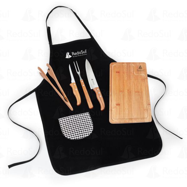 Kit Para Churrasco em Bambu Personalizado